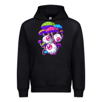 Black psychedelic mushroom hippie magic fungus shrooms trance rave t shirt Urban Hoodie - linhVisuals