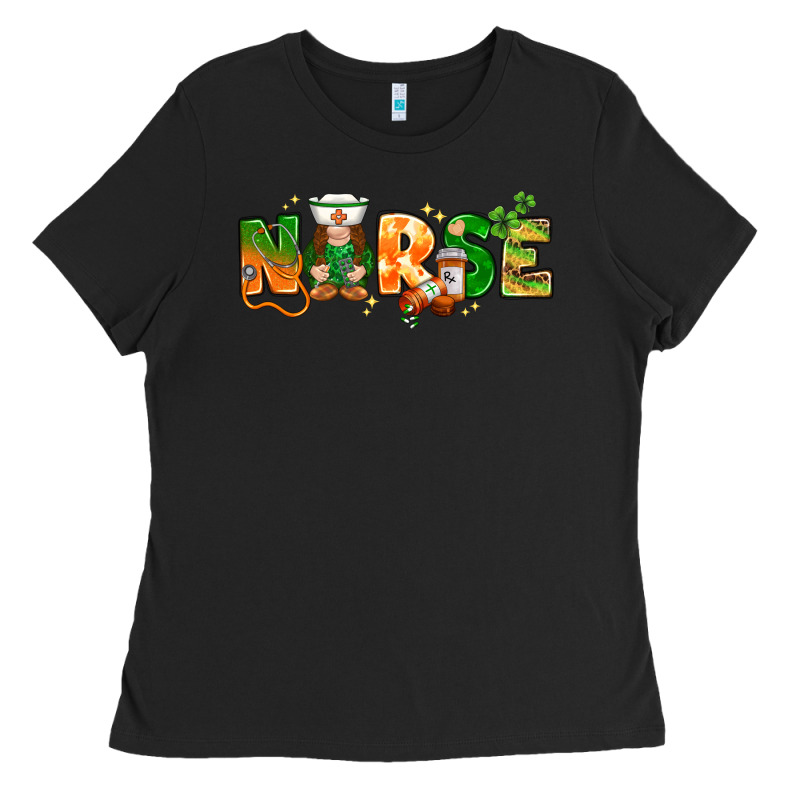 St. Patrick's Day Nurse With Gnome Ladies Tee by HowdyJamesFarm | Teevron