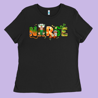 St. Patrick's Day Nurse With Gnome Ladies Tee Designed By Howdyjamesfarm