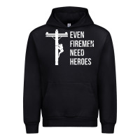 Black even firemen need heroes lineworker powerline technician premium Urban Hoodie - linhVisuals