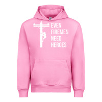 Fuchsia Pink even firemen need heroes lineworker powerline technician premium Urban Hoodie - linhVisuals