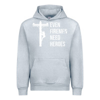 Heather Grey even firemen need heroes lineworker powerline technician premium Urban Hoodie - linhVisuals