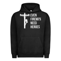 Pigment Black even firemen need heroes lineworker powerline technician premium Urban Hoodie - linhVisuals