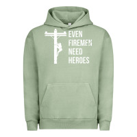 Pigment Oil Green even firemen need heroes lineworker powerline technician premium Urban Hoodie - linhVisuals