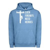 Pigment Pebble Blue even firemen need heroes lineworker powerline technician premium Urban Hoodie - linhVisuals