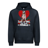 Navy pitbull lover dog roses funny just a girl who loves pitbull 213 pitbul Urban Hoodie - linhVisuals