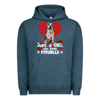 Pigment Midnight Navy pitbull lover dog roses funny just a girl who loves pitbull 213 pitbul Urban Hoodie - linhVisuals