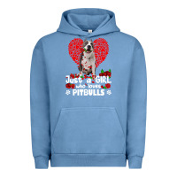 Pigment Pebble Blue pitbull lover dog roses funny just a girl who loves pitbull 213 pitbul Urban Hoodie - linhVisuals
