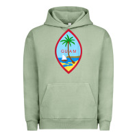 Pigment Oil Green guam coat of arms souvenir gift flag chamorro t shirt Urban Hoodie - linhVisuals