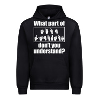 Black funny sign language gift men women hand symbol interpreter t shirt Urban Hoodie - linhVisuals