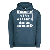 Pigment Midnight Navy funny sign language gift men women hand symbol interpreter t shirt Urban Hoodie - linhVisuals