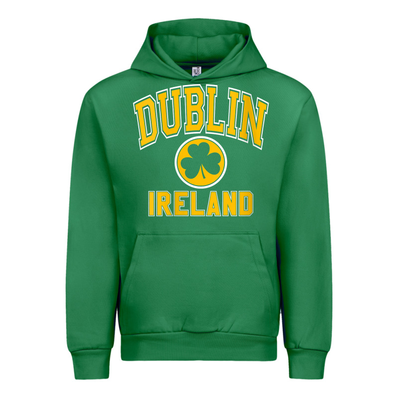 Womens Dublin Ireland Varsity Style Shamrock Green With Amber Print V Urban Hoodie by linhVisuals | Teevron