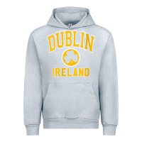 Heather Grey womens dublin ireland varsity style shamrock green with amber print v Urban Hoodie - linhVisuals