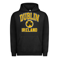 Pigment Black womens dublin ireland varsity style shamrock green with amber print v Urban Hoodie - linhVisuals