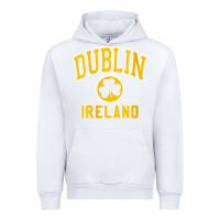 White womens dublin ireland varsity style shamrock green with amber print v Urban Hoodie - linhVisuals