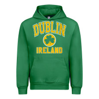 Emerald womens dublin ireland varsity style shamrock green with amber print v Urban Hoodie - linhVisuals