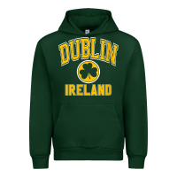 Forest Green womens dublin ireland varsity style shamrock green with amber print v Urban Hoodie - linhVisuals