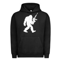 Pigment Black bigfoot with rifle sasquatch 2nd amendment gun t shirt Urban Hoodie - linhVisuals