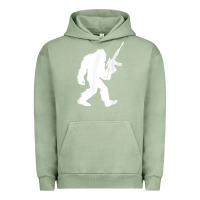 Pigment Oil Green bigfoot with rifle sasquatch 2nd amendment gun t shirt Urban Hoodie - linhVisuals
