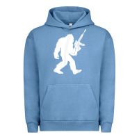 Pigment Pebble Blue bigfoot with rifle sasquatch 2nd amendment gun t shirt Urban Hoodie - linhVisuals