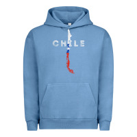 Pigment Pebble Blue chilean map and flag   distressed chile souvenir t shirt Urban Hoodie - linhVisuals
