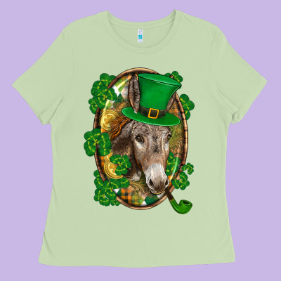 St. Patrick's Day Donkey Ladies Tee Designed By Cowgirlartshop