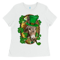 White St. Patrick's day Donkey Ladies Tee - CowGirlArtShop
