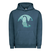 Pigment Midnight Navy bigfoot riding loch ness monster sasquatch ufo abduction pullover hood Urban Hoodie - linhVisuals