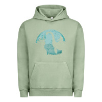 Pigment Oil Green bigfoot riding loch ness monster sasquatch ufo abduction pullover hood Urban Hoodie - linhVisuals