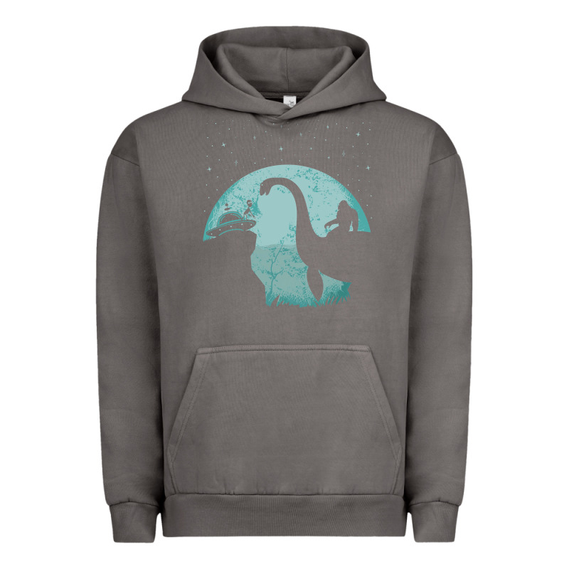 Bigfoot Riding Loch Ness Monster Sasquatch Ufo Abduction Pullover Hood Urban Hoodie by linhVisuals | Teevron
