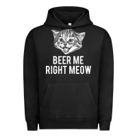 Pigment Black beer me right meow Urban Hoodie - linhVisuals