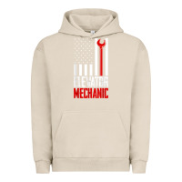 Pigment French Oak elevator mechanic american flag gift for elevator technician t shirt Urban Hoodie - linhVisuals