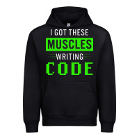 Black funny programmer writing code muscles meme for computer geek Urban Hoodie - linhVisuals