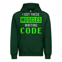 Forest Green funny programmer writing code muscles meme for computer geek Urban Hoodie - linhVisuals