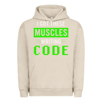 Pigment French Oak funny programmer writing code muscles meme for computer geek Urban Hoodie - linhVisuals