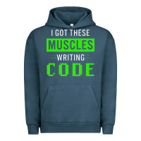 Pigment Midnight Navy funny programmer writing code muscles meme for computer geek Urban Hoodie - linhVisuals