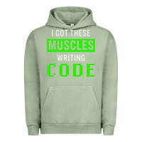 Pigment Oil Green funny programmer writing code muscles meme for computer geek Urban Hoodie - linhVisuals