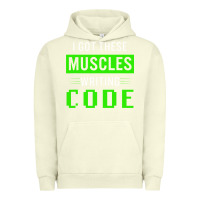 Pigment Pistachio funny programmer writing code muscles meme for computer geek Urban Hoodie - linhVisuals