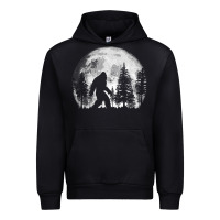 Black bigfoot in the forest hiding at night full moon trees nature t shirt Urban Hoodie - linhVisuals