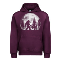 Mauve Wine bigfoot in the forest hiding at night full moon trees nature t shirt Urban Hoodie - linhVisuals