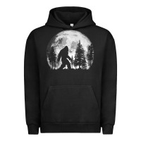 Pigment Black bigfoot in the forest hiding at night full moon trees nature t shirt Urban Hoodie - linhVisuals