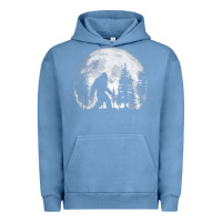 Pigment Pebble Blue bigfoot in the forest hiding at night full moon trees nature t shirt Urban Hoodie - linhVisuals