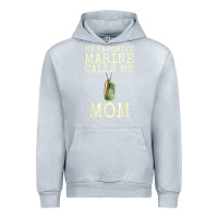 Heather Grey my favorite marine calls me mom Urban Hoodie - linhVisuals