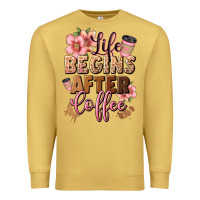 Antique Gold life begins after coffee Premium Sweatshirt - JahusDesignShop