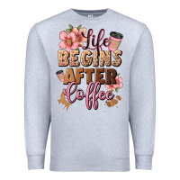 Heather Grey life begins after coffee Premium Sweatshirt - JahusDesignShop