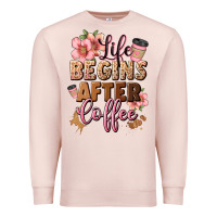 Pale Pink life begins after coffee Premium Sweatshirt - JahusDesignShop