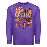 Purple life begins after coffee Premium Sweatshirt - JahusDesignShop