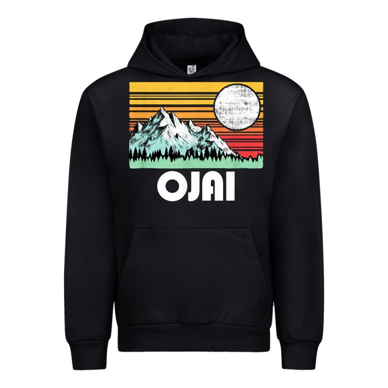 Ojai California Mountains & Sun Retro 80s Graphic Urban Hoodie by linhVisuals | Teevron