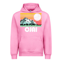 Fuchsia Pink ojai california mountains & sun retro 80s graphic Urban Hoodie - linhVisuals