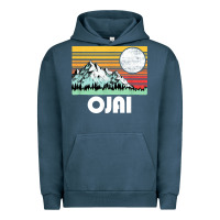 Pigment Midnight Navy ojai california mountains & sun retro 80s graphic Urban Hoodie - linhVisuals